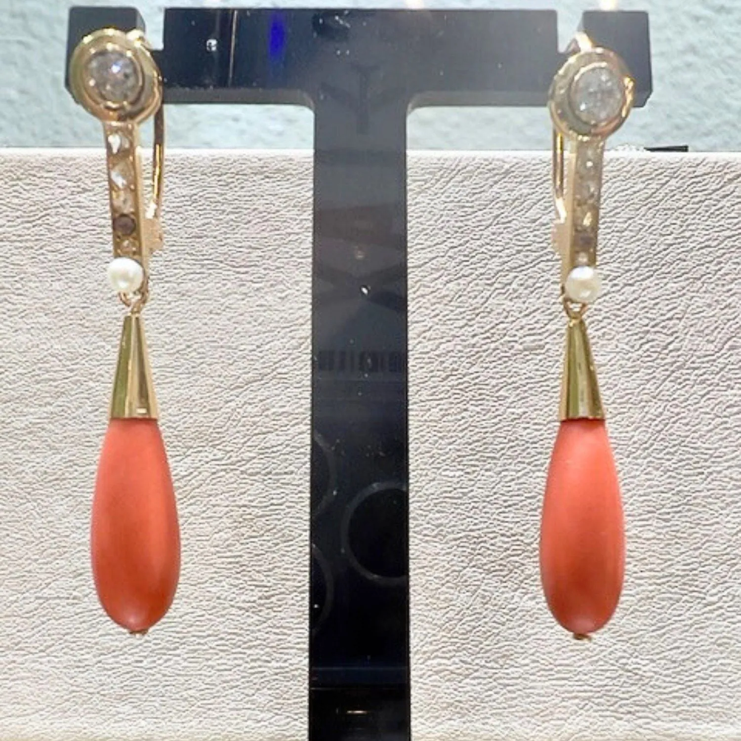 Boucles d'oreilles Art Déco corail perles diamants sold by 58 Facettes product image thumbnail 2