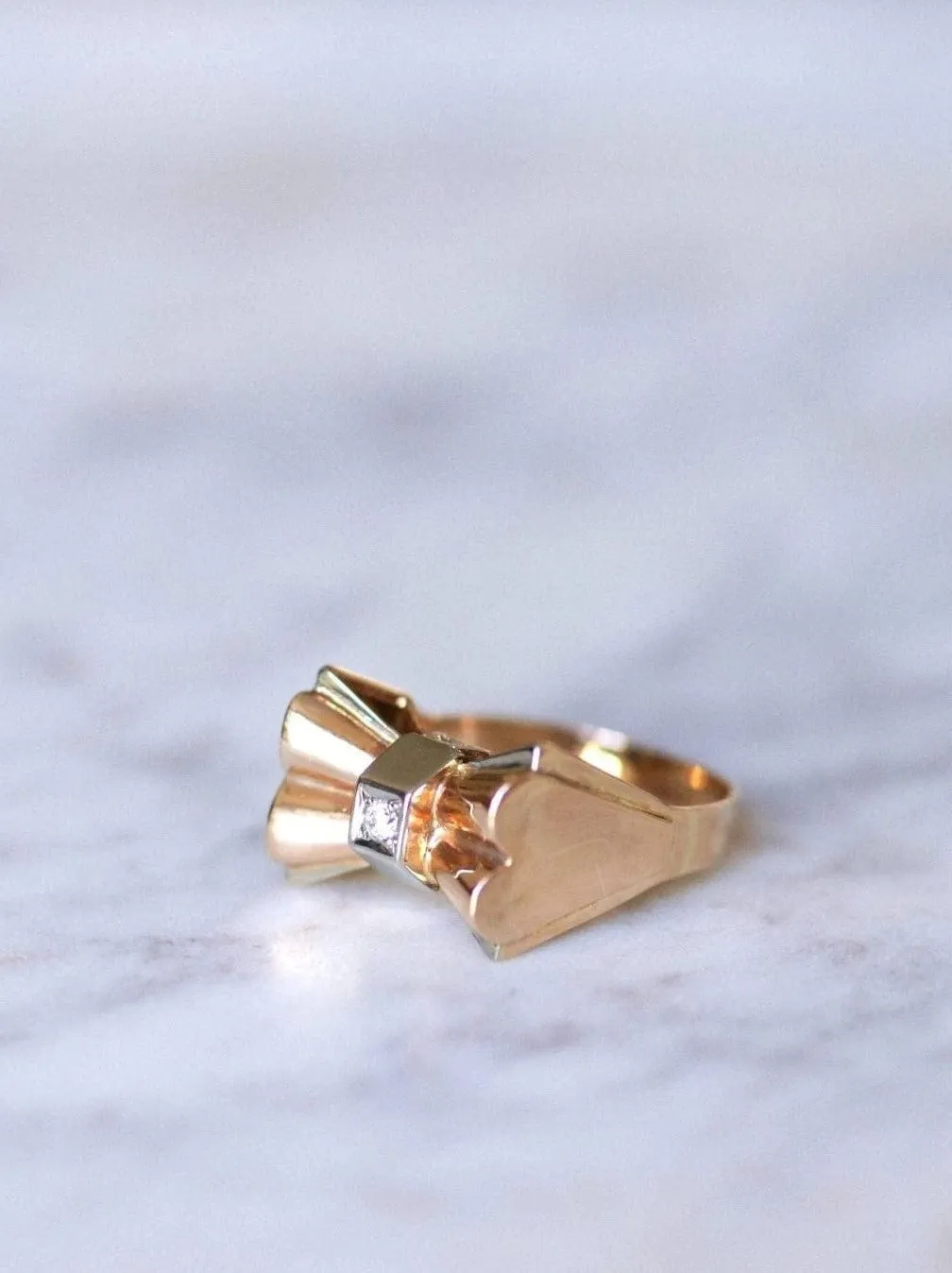 Bague Tank Noeud or rose et diamants sold by 58 Facettes product image thumbnail 5