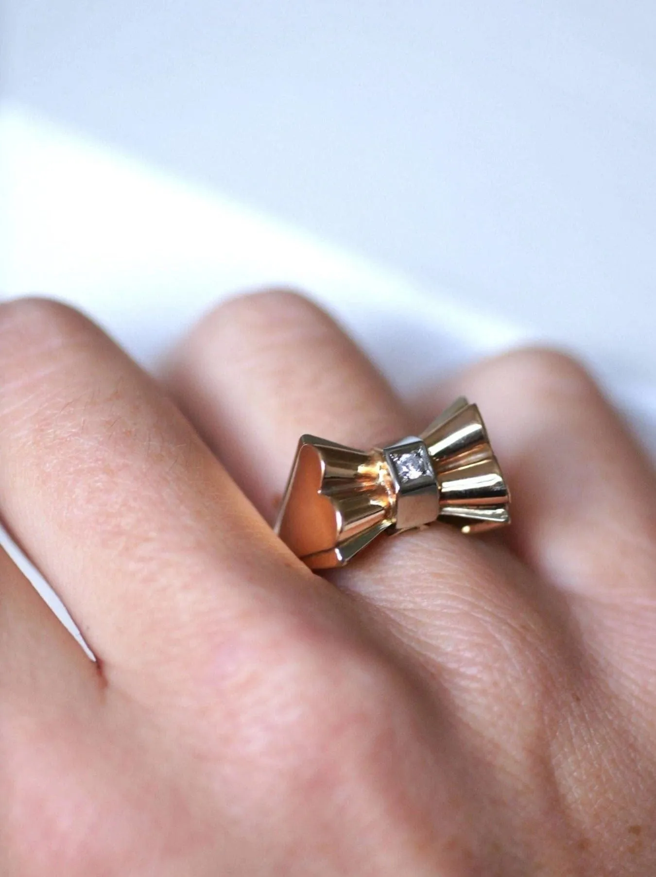 Bague Tank Noeud or rose et diamants sold by 58 Facettes product image thumbnail 4