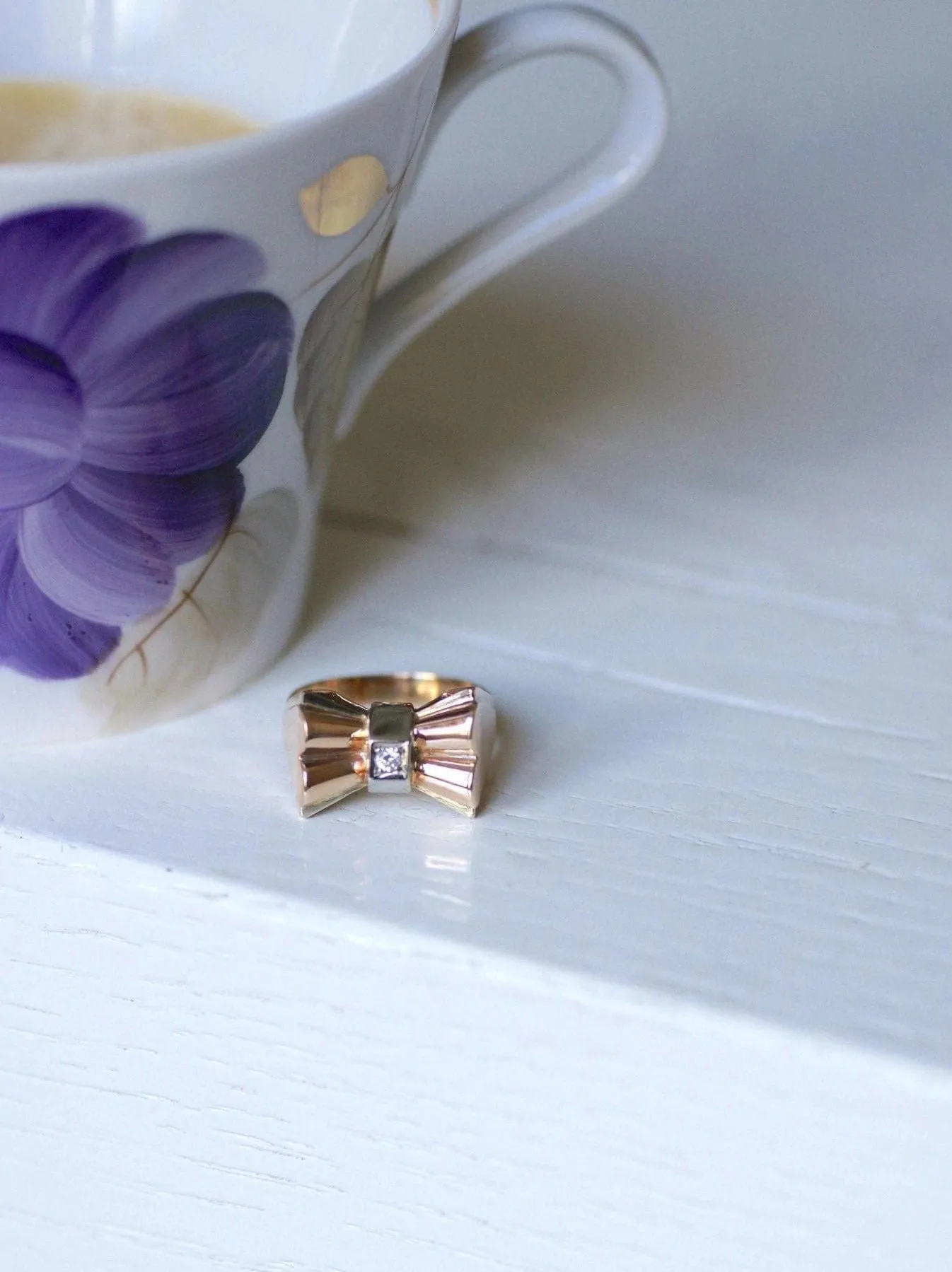 Bague Tank Noeud or rose et diamants sold by 58 Facettes product image thumbnail 2