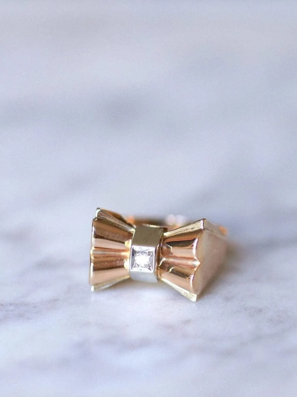 Bague Tank Noeud or rose et diamants sold by 58 Facettes product image thumbnail 3