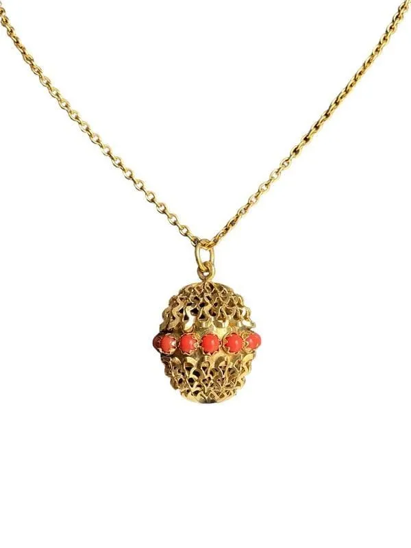 Pendentif or jaune pierres imitation corail sold by 58 Facettes