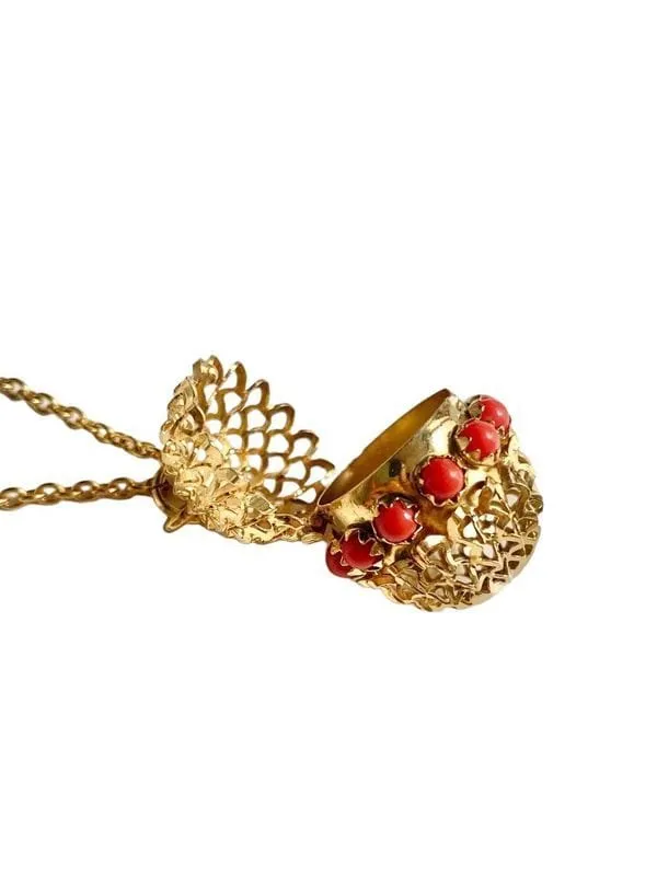 Pendentif or jaune pierres imitation corail sold by 58 Facettes product image thumbnail 5