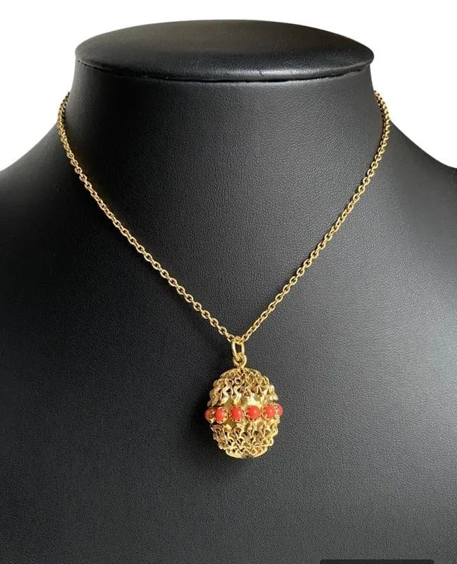 Pendentif or jaune pierres imitation corail sold by 58 Facettes product image thumbnail 2