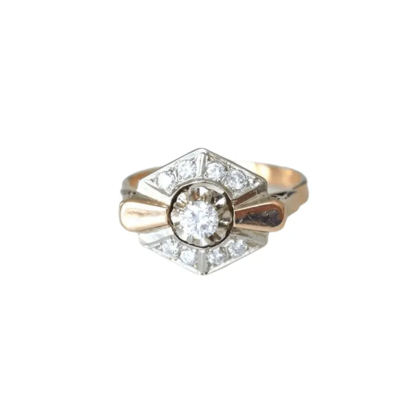 Bague Art Déco deux ors et diamants sold by 58 Facettes