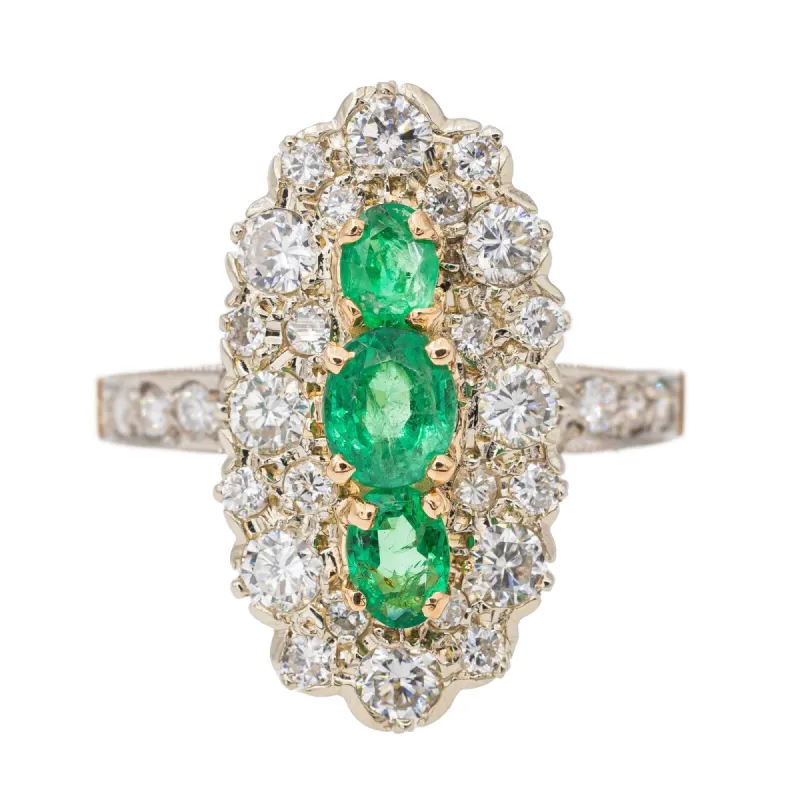 Bague Marquise Or jaune Emeraude sold by 58 Facettes