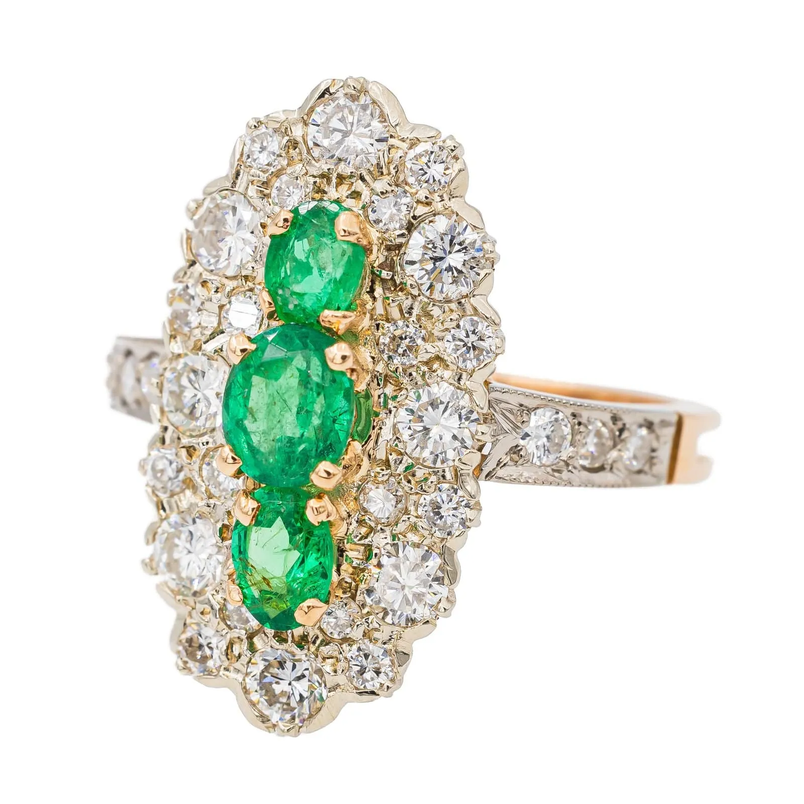 Bague Marquise Or jaune Emeraude sold by 58 Facettes product image thumbnail 3