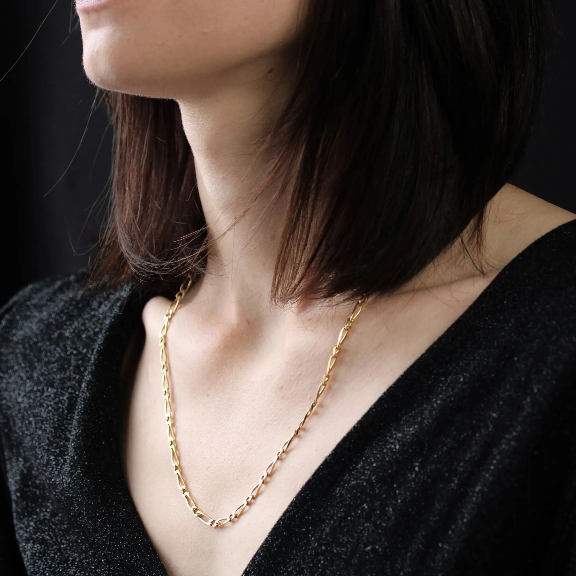 Chaine gourmette alternée limée or jaune sold by 58 Facettes product image thumbnail 2