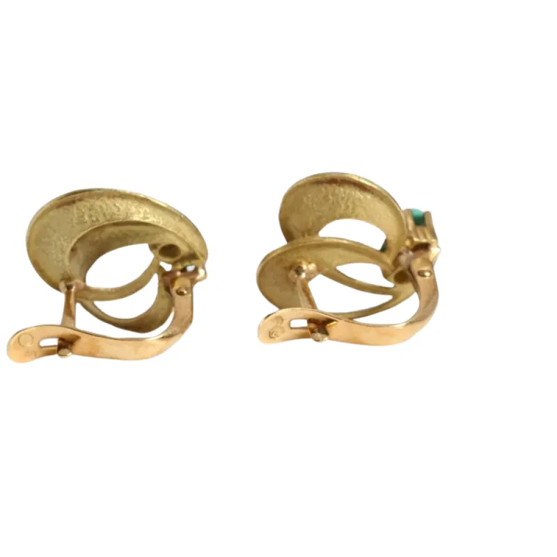 boucles d'oreilles ovales en or avec turquoise sold by 58 Facettes