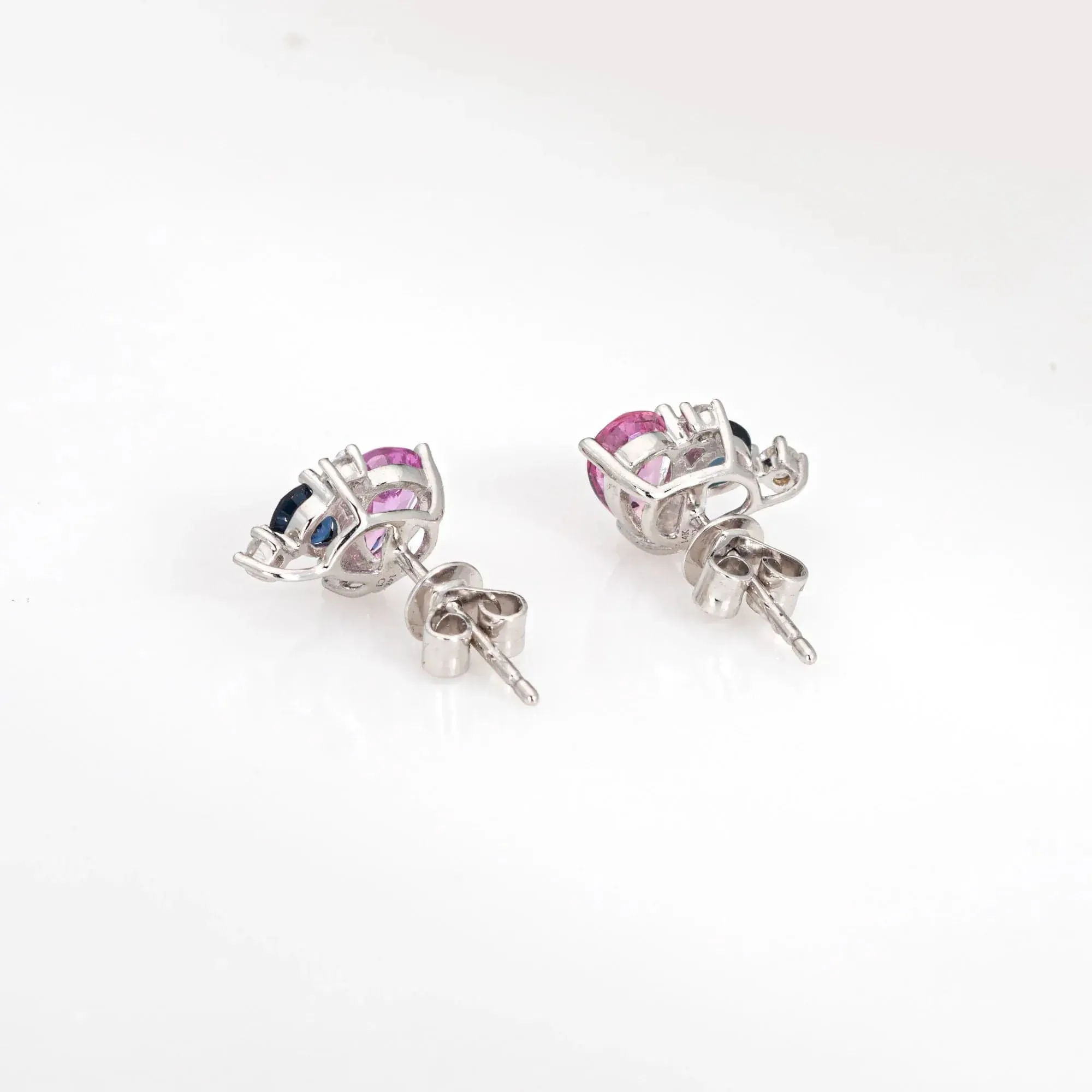 Boucles d'oreilles grappes saphir rose bleu diamant or blanc sold by 58 Facettes product image thumbnail 3