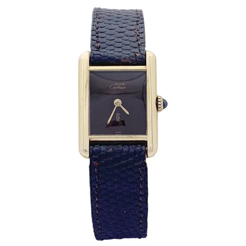 Montre Cartier "Tank Must" argent plaqué or, cadran laqué marron. sold by 58 Facettes