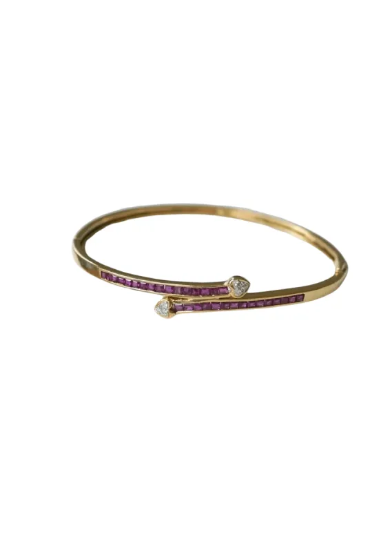 Bracelet Jonc coeur croisé rubis sold by 58 Facettes