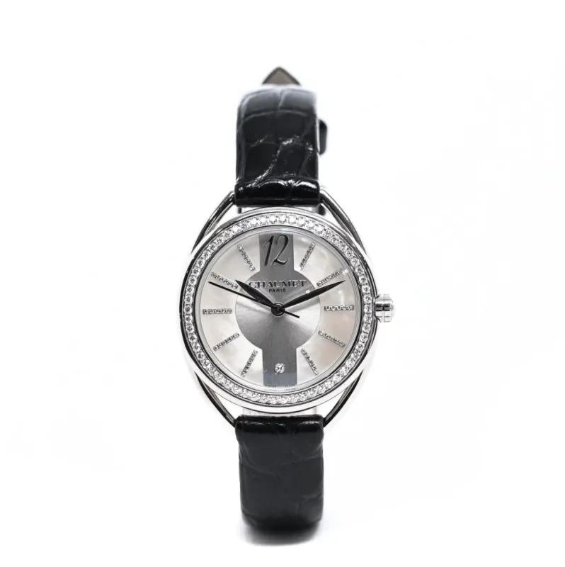 CHAUMET - Montre Liens 29 mm Acier, Cuir et Diamants sold by 58 Facettes