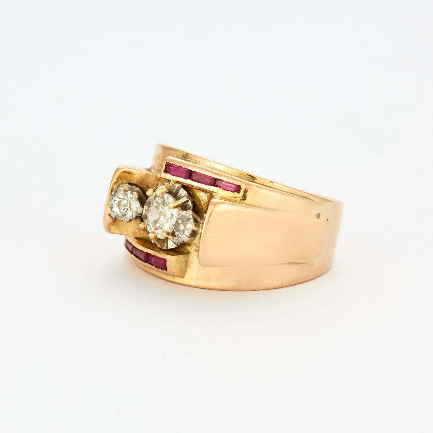 Bague Tank or jaune diamants et rubis sold by 58 Facettes product image thumbnail 4