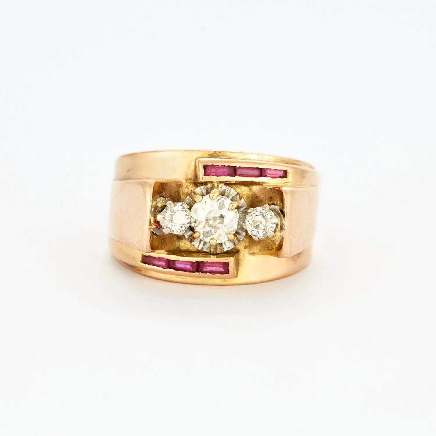 Bague Tank or jaune diamants et rubis sold by 58 Facettes product image thumbnail 3