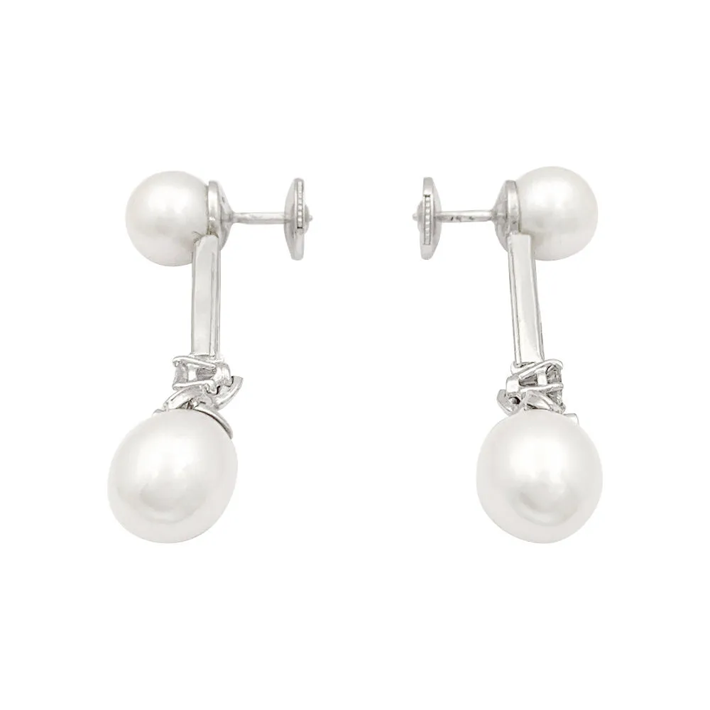 Boucles d'oreilles perles, diamants, platine, or blanc. sold by 58 Facettes product image thumbnail 2