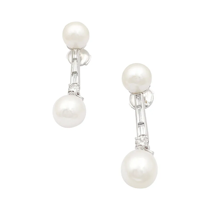 Boucles d'oreilles perles, diamants, platine, or blanc. sold by 58 Facettes product image thumbnail 3