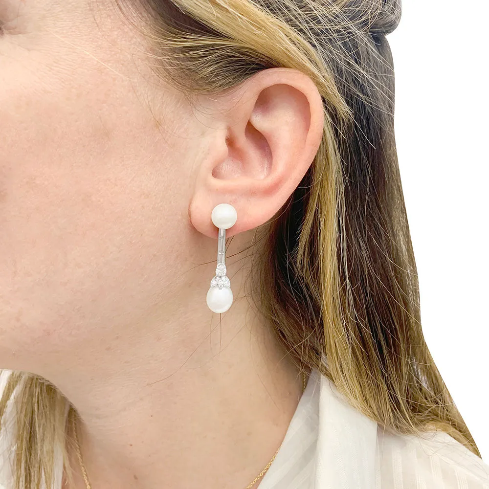 Boucles d'oreilles perles, diamants, platine, or blanc. sold by 58 Facettes product image thumbnail 5