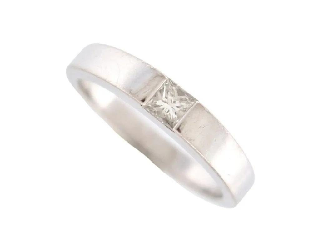 vintage bague CARTIER tank solitaire en or 18k diamant princesse 0.25ct sold by 58 Facettes