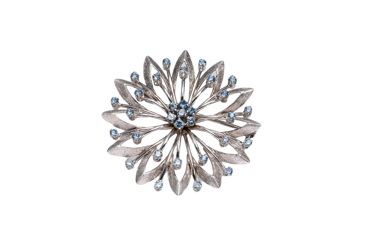 Spilla in oro bianco con pietre celesti sold by 58 Facettes