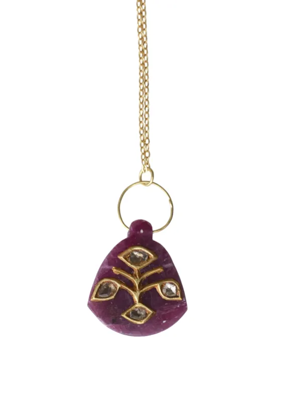 Pendentif ancien Moghol Inde rubis et diamants sold by 58 Facettes