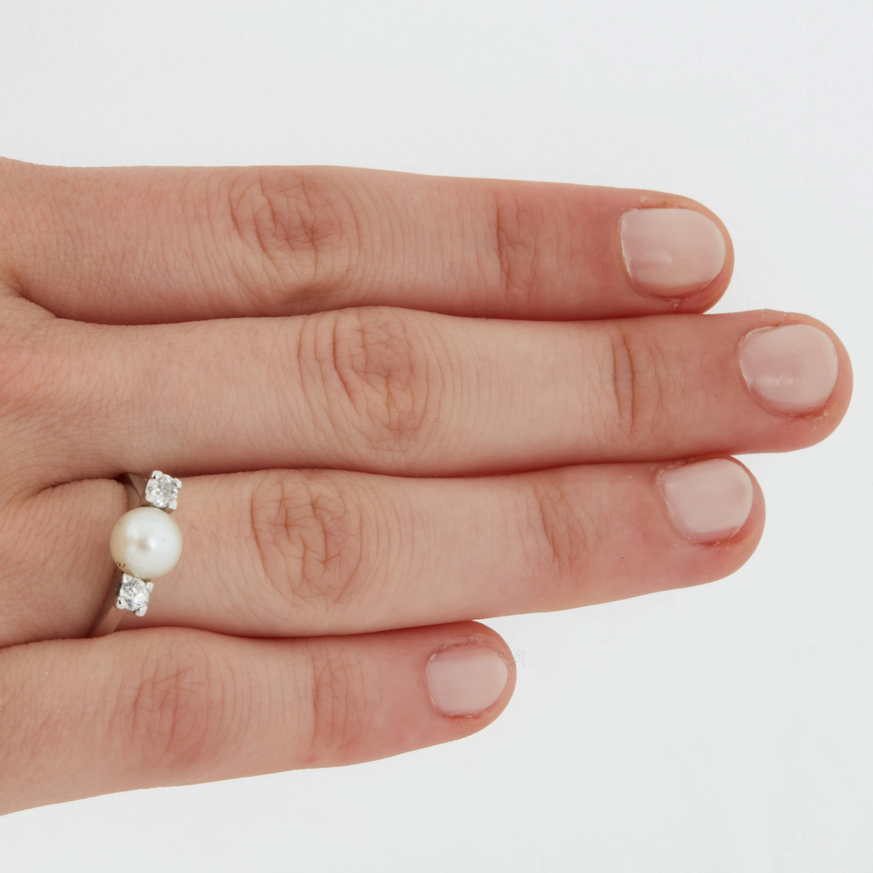 Bague Or blanc Perle Diamants sold by 58 Facettes product image thumbnail 2