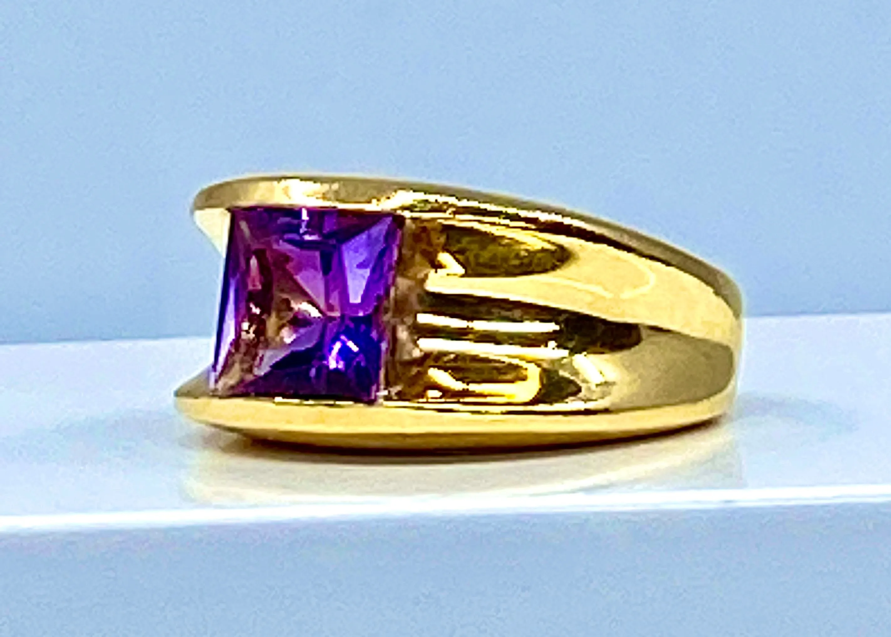 Bague or jaune améthyste carrée sold by 58 Facettes product image thumbnail 3