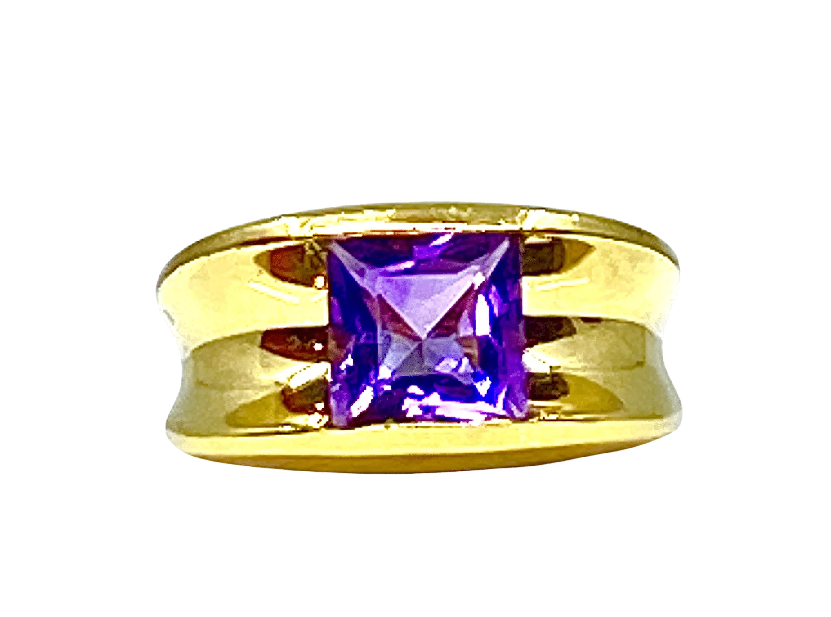 Bague or jaune améthyste carrée sold by 58 Facettes
