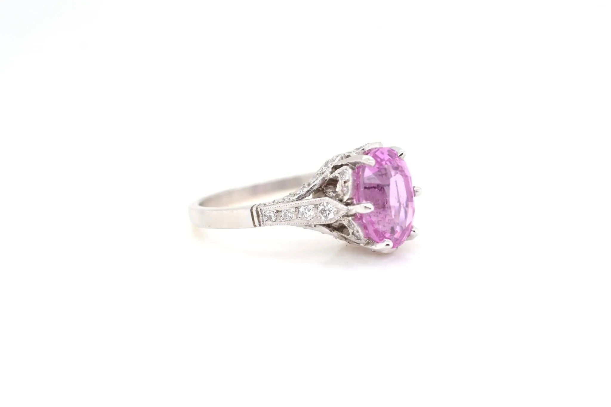 Bague Platine Saphir rose ovale Diamants sold by 58 Facettes product image thumbnail 5