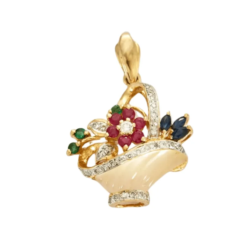 PENDENTIF PANIER PIERRES PRECIEUSES & NACRE sold by 58 Facettes