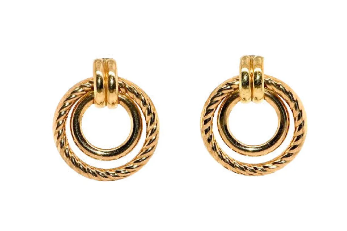 Boucles d'oreilles doubles créoles dorées sold by 58 Facettes