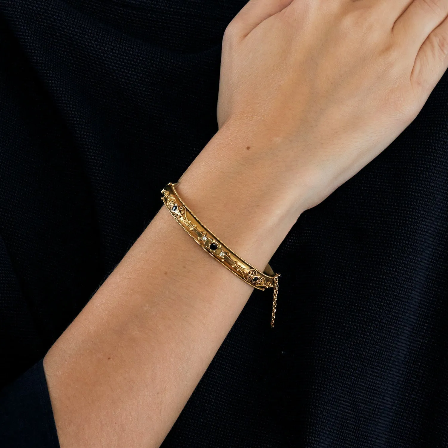 Bracelet jonc or jaune saphir diamant sold by 58 Facettes product image thumbnail 2