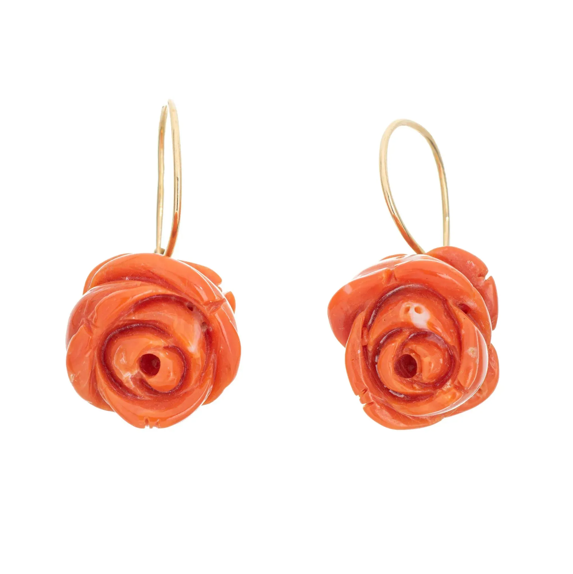 Boucles d'oreilles vintage corail sculpté sold by 58 Facettes