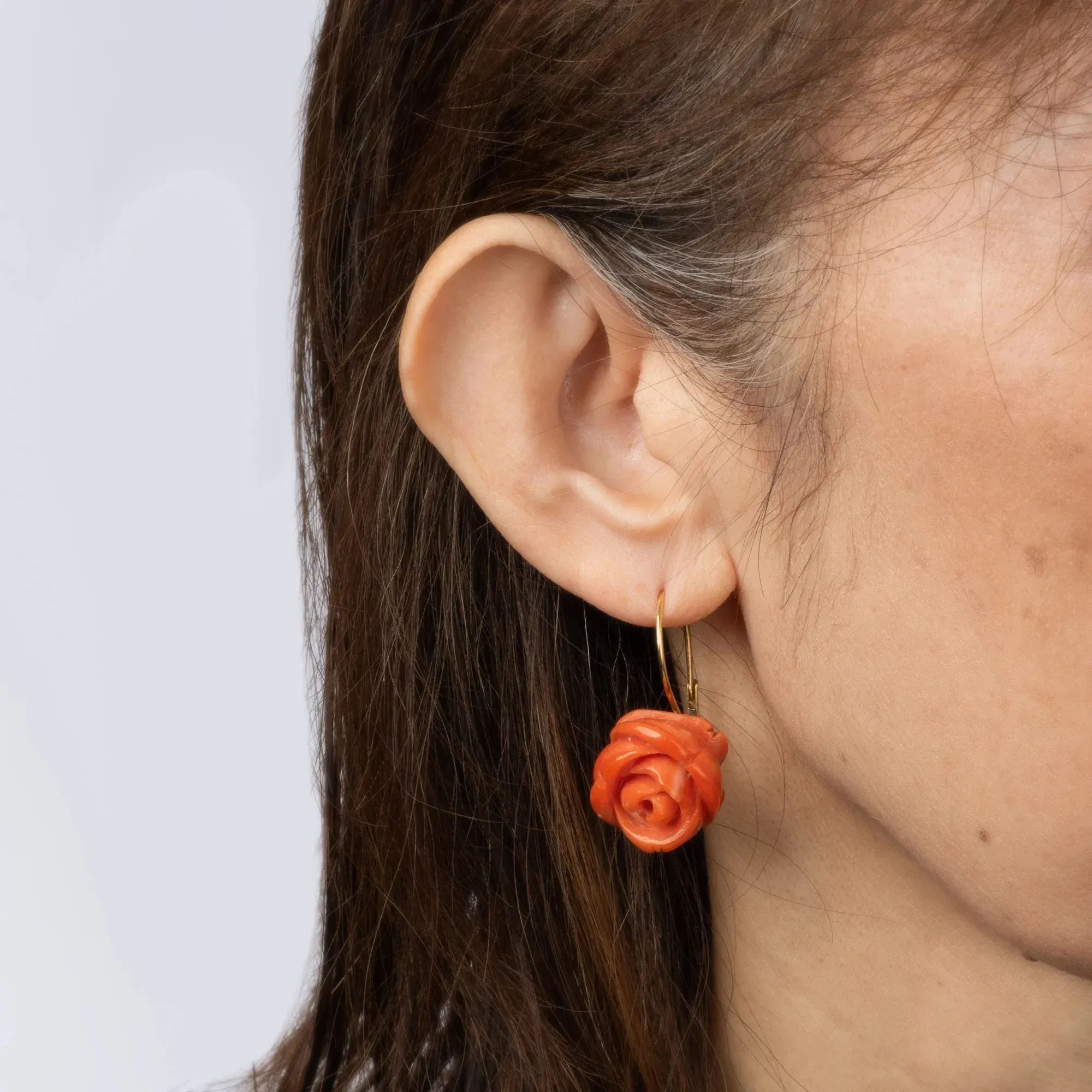 Boucles d'oreilles vintage corail sculpté sold by 58 Facettes product image thumbnail 2