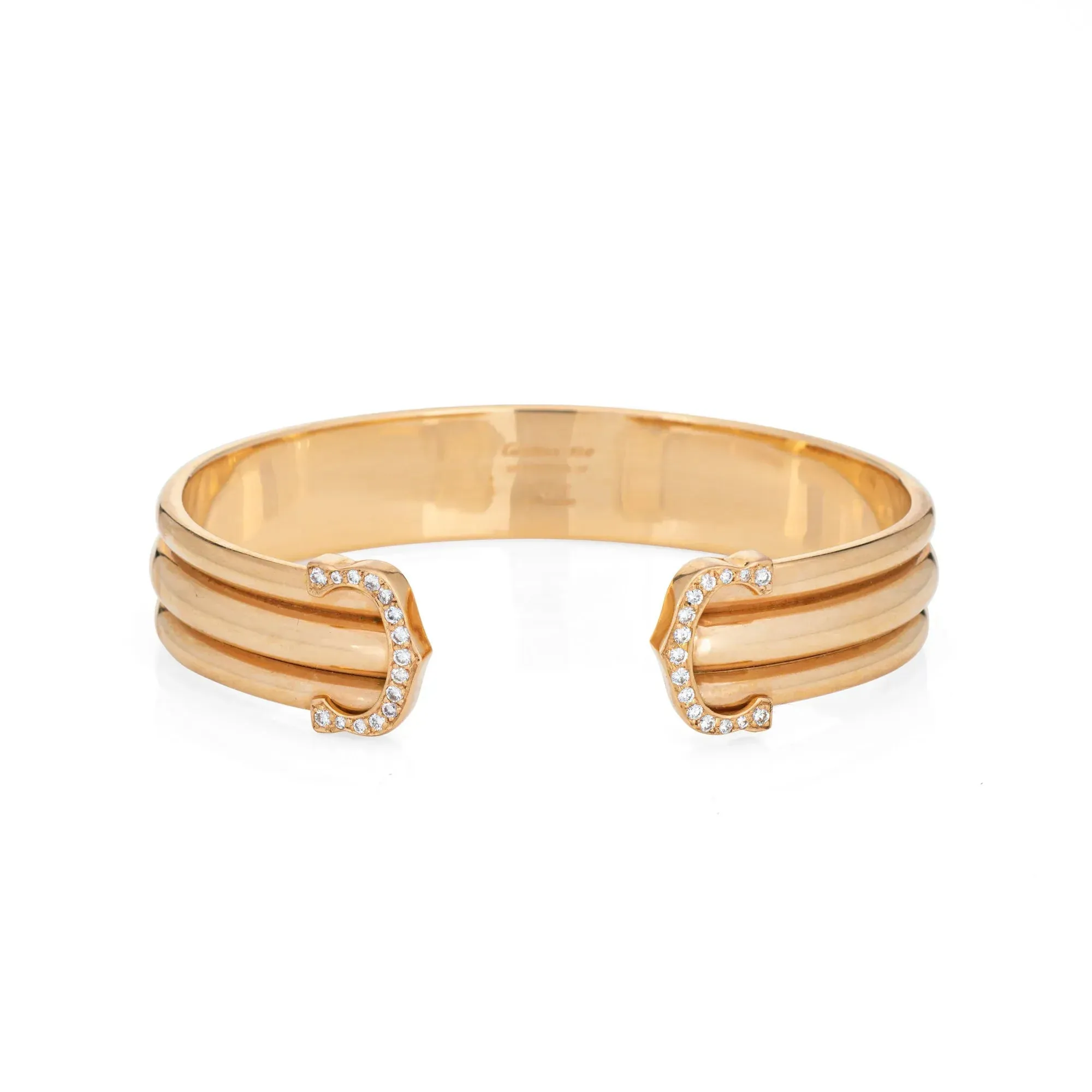Cartier - Bracelet manchette Vintage Double C de Cartier Or jaune Diamants sold by 58 Facettes