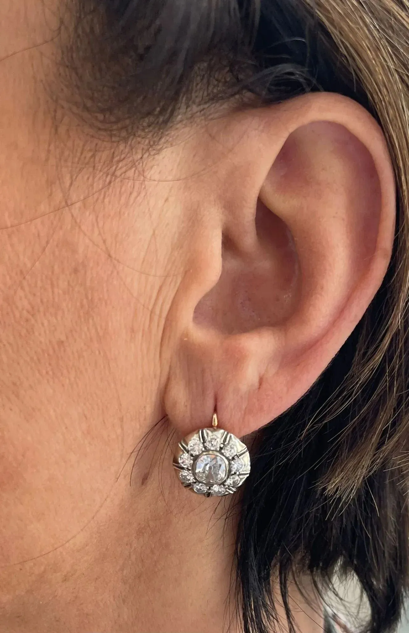 Ensemble bague et boucles d'oreilles victoriennes en or et argent avec diamants sold by 58 Facettes product image thumbnail 3