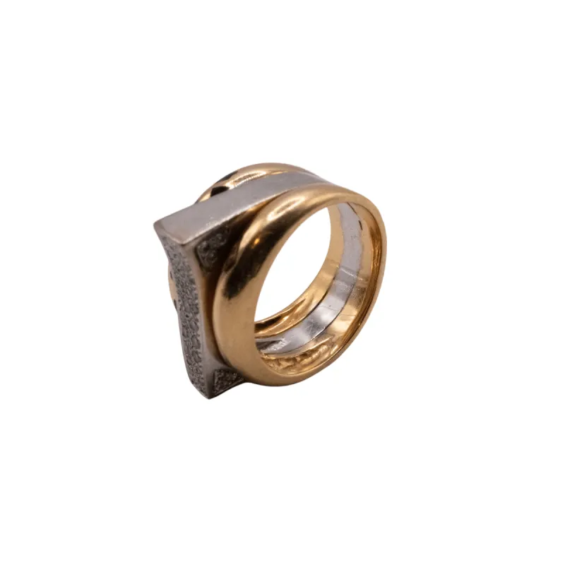 Bague Tank Or Jaune Blanc Diamants sold by 58 Facettes