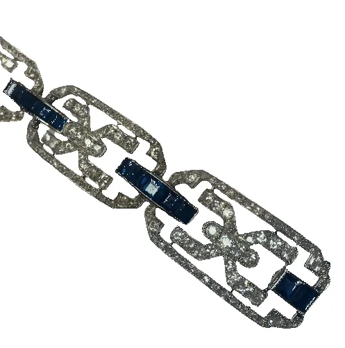Bracelet articulé art déco platine, or, diamants, saphirs sold by 58 Facettes product image thumbnail 4