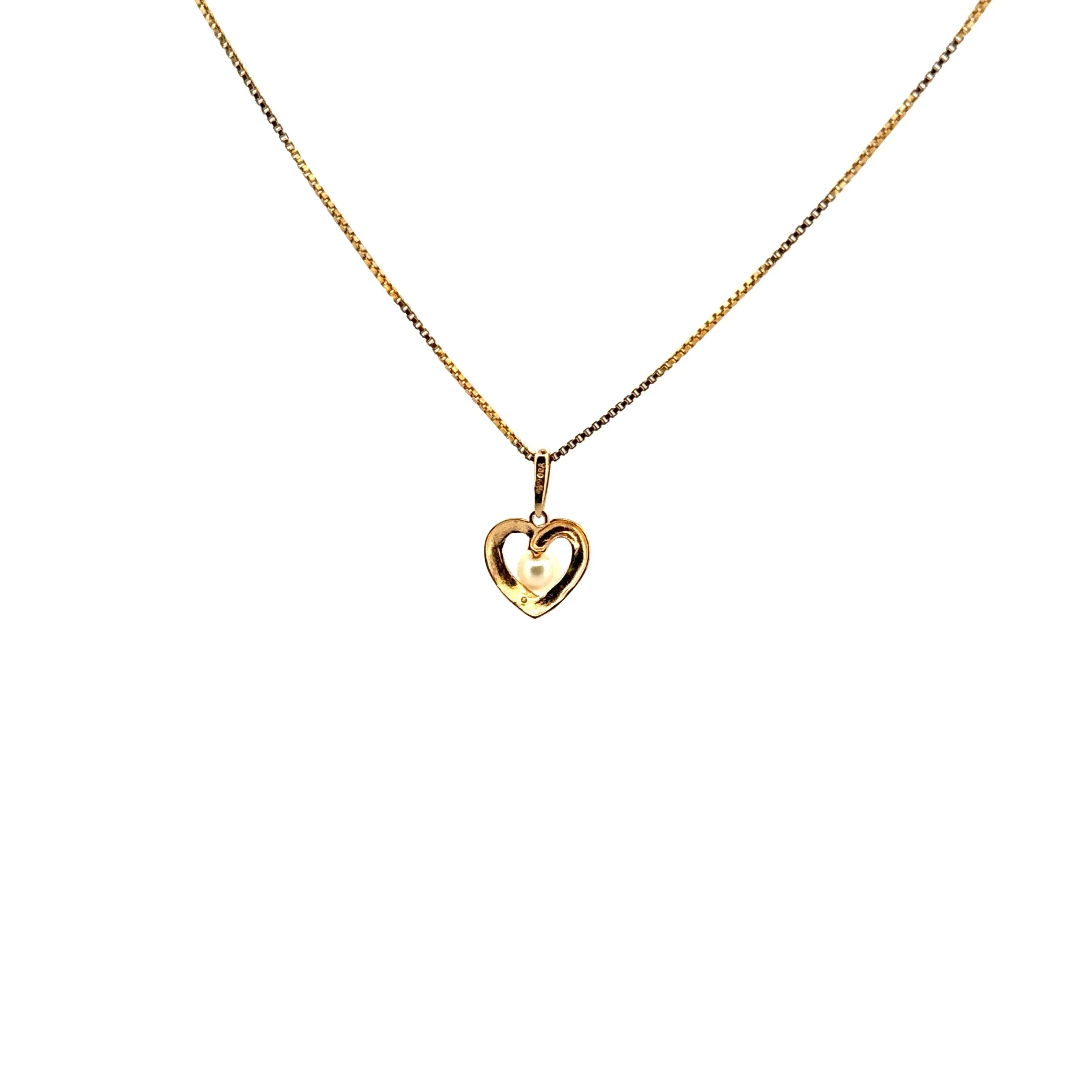 Pendentif Coeur Or Jaune 18k Perle & Diamant sold by 58 Facettes product image thumbnail 4