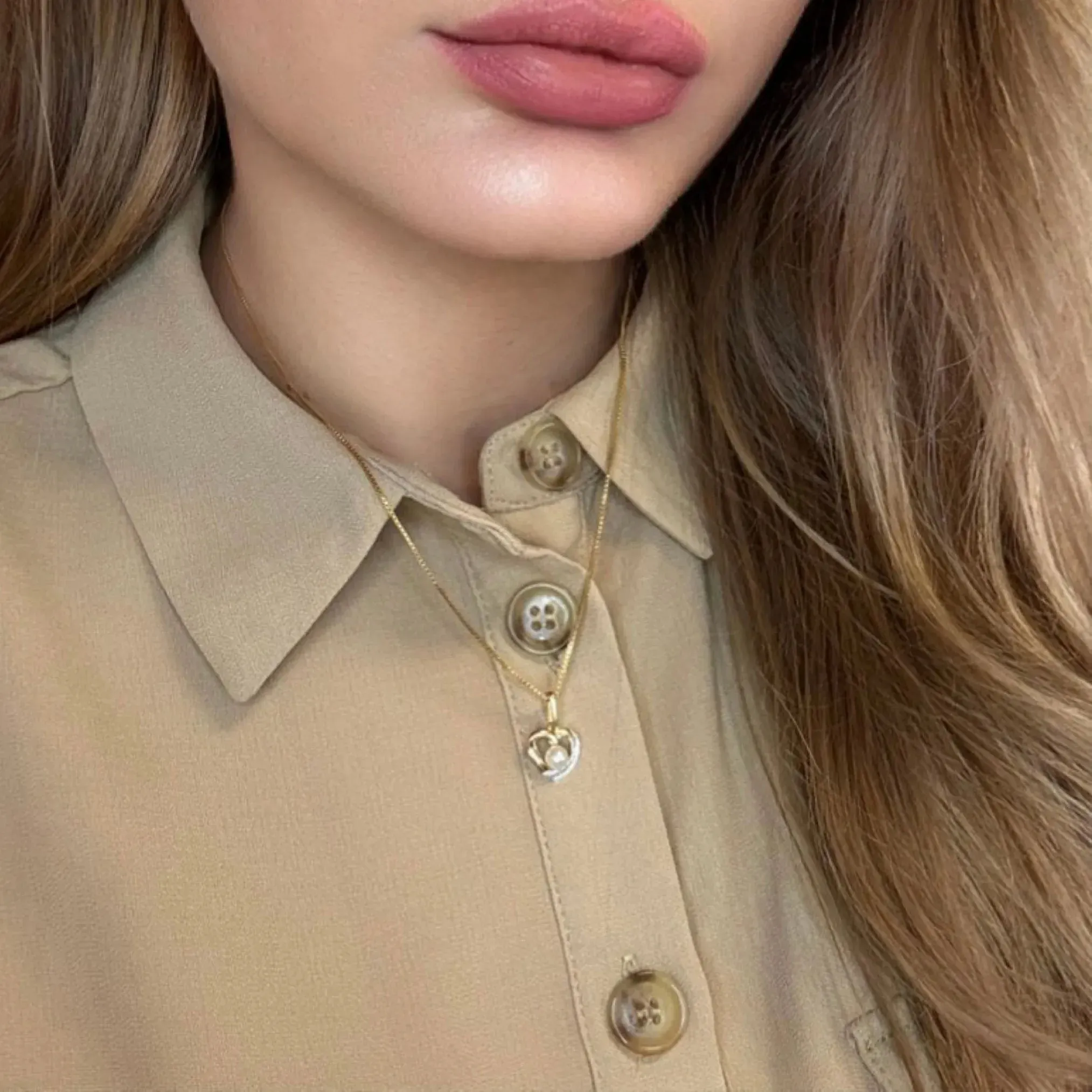 Pendentif Coeur Or Jaune 18k Perle & Diamant sold by 58 Facettes product image thumbnail 2