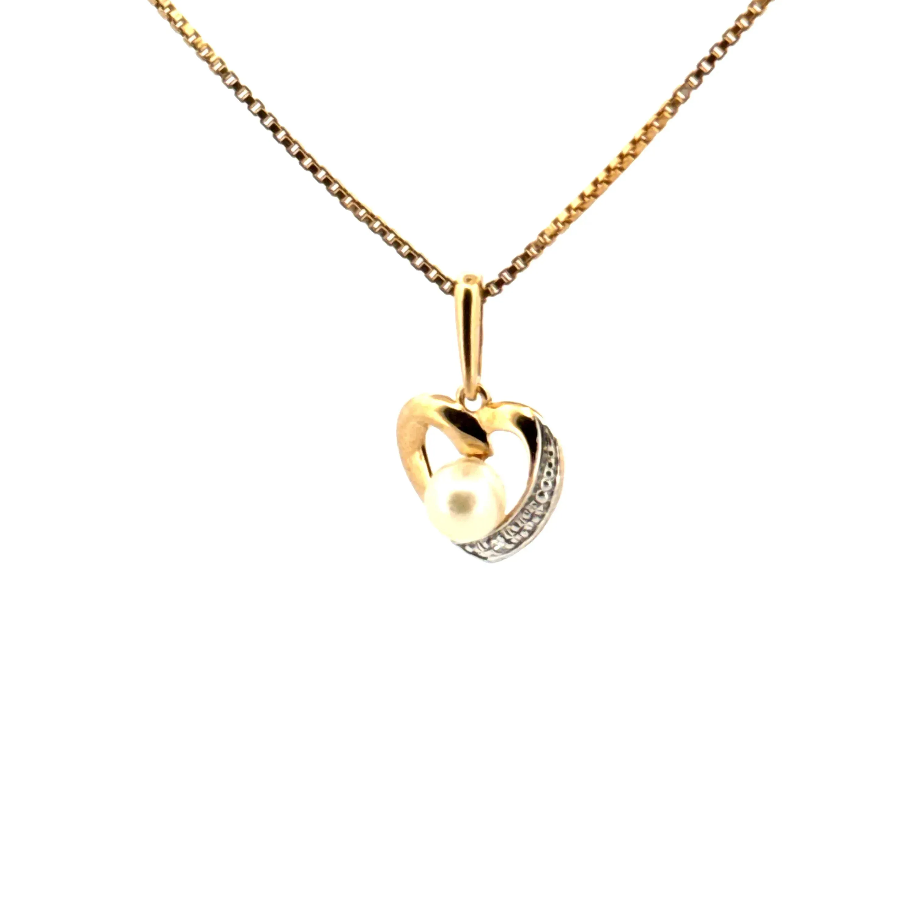 Pendentif Coeur Or Jaune 18k Perle & Diamant sold by 58 Facettes