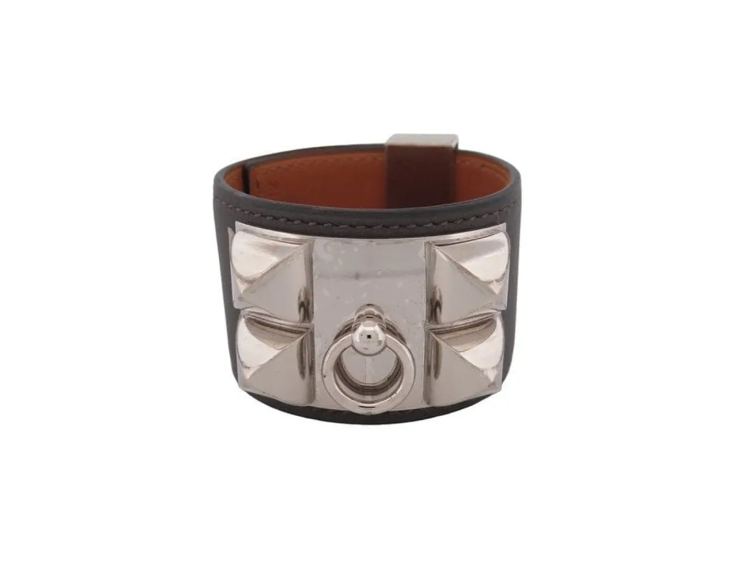 bracelet HERMES collier de chien medor cdc cuir swift gris sold by 58 Facettes