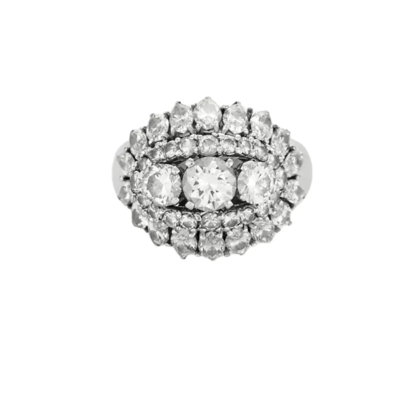 BAGUE DÔME OR BLANC ET DIAMANTS sold by 58 Facettes