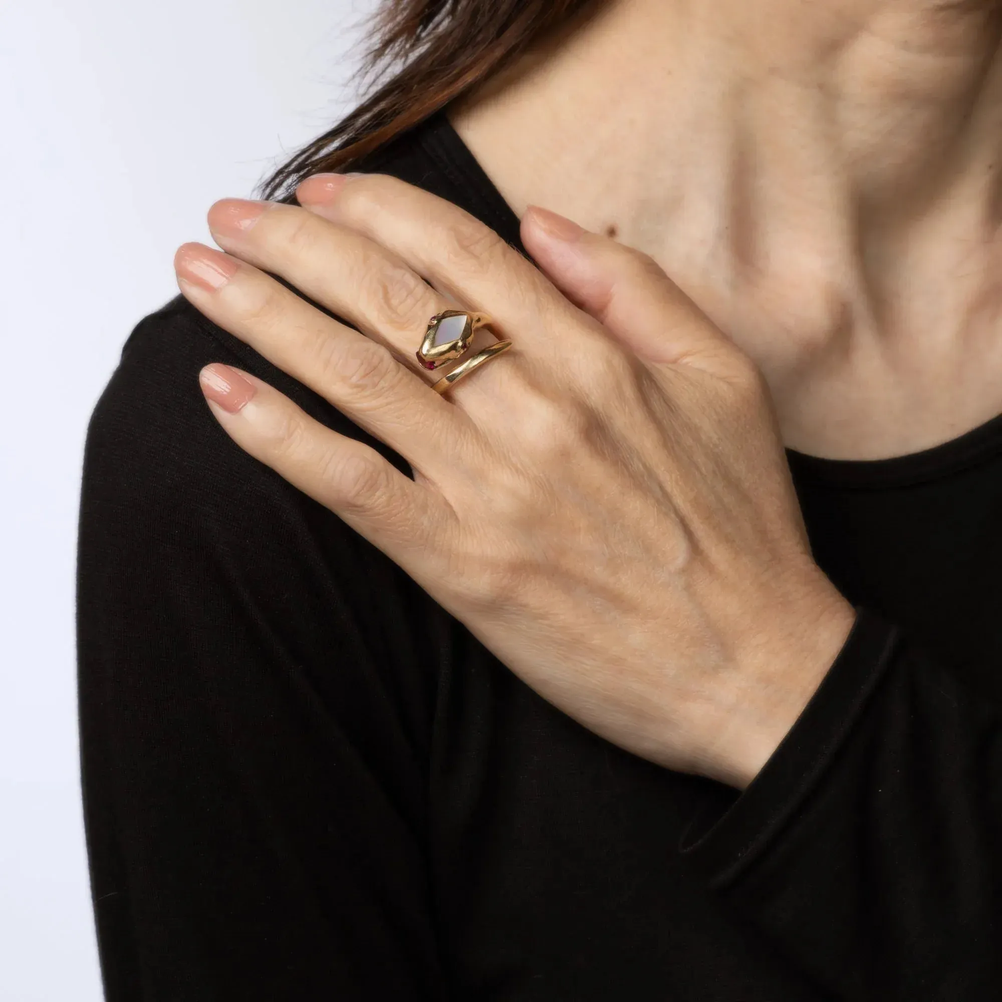 Bague Serpent Rubellite Serpent Enroulé Or Jaune sold by 58 Facettes product image thumbnail 2