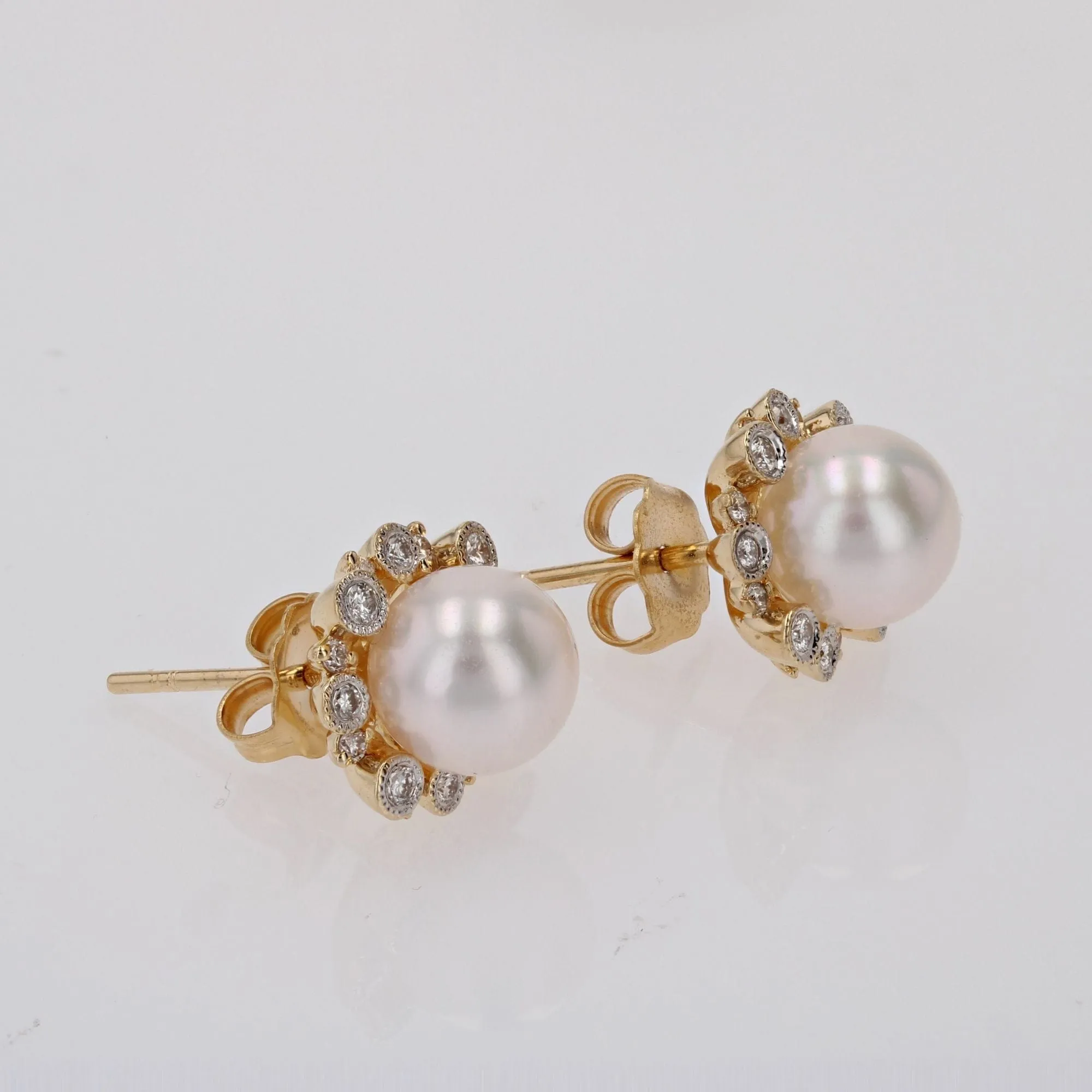 Boucles d'oreilles diamants perle Akoya or jaune sold by 58 Facettes product image thumbnail 4