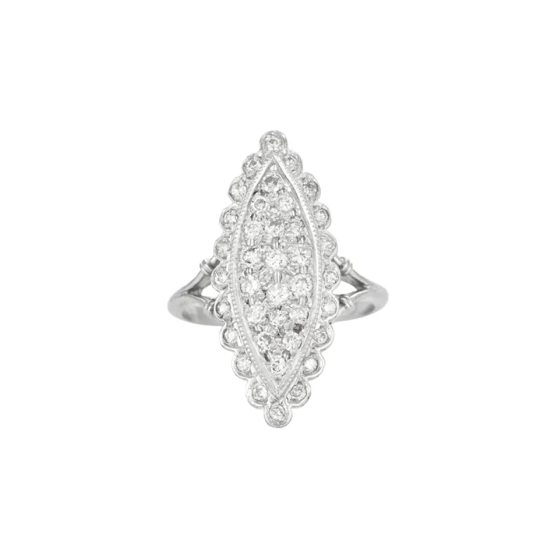 Bague marquise or gris diamants sold by 58 Facettes