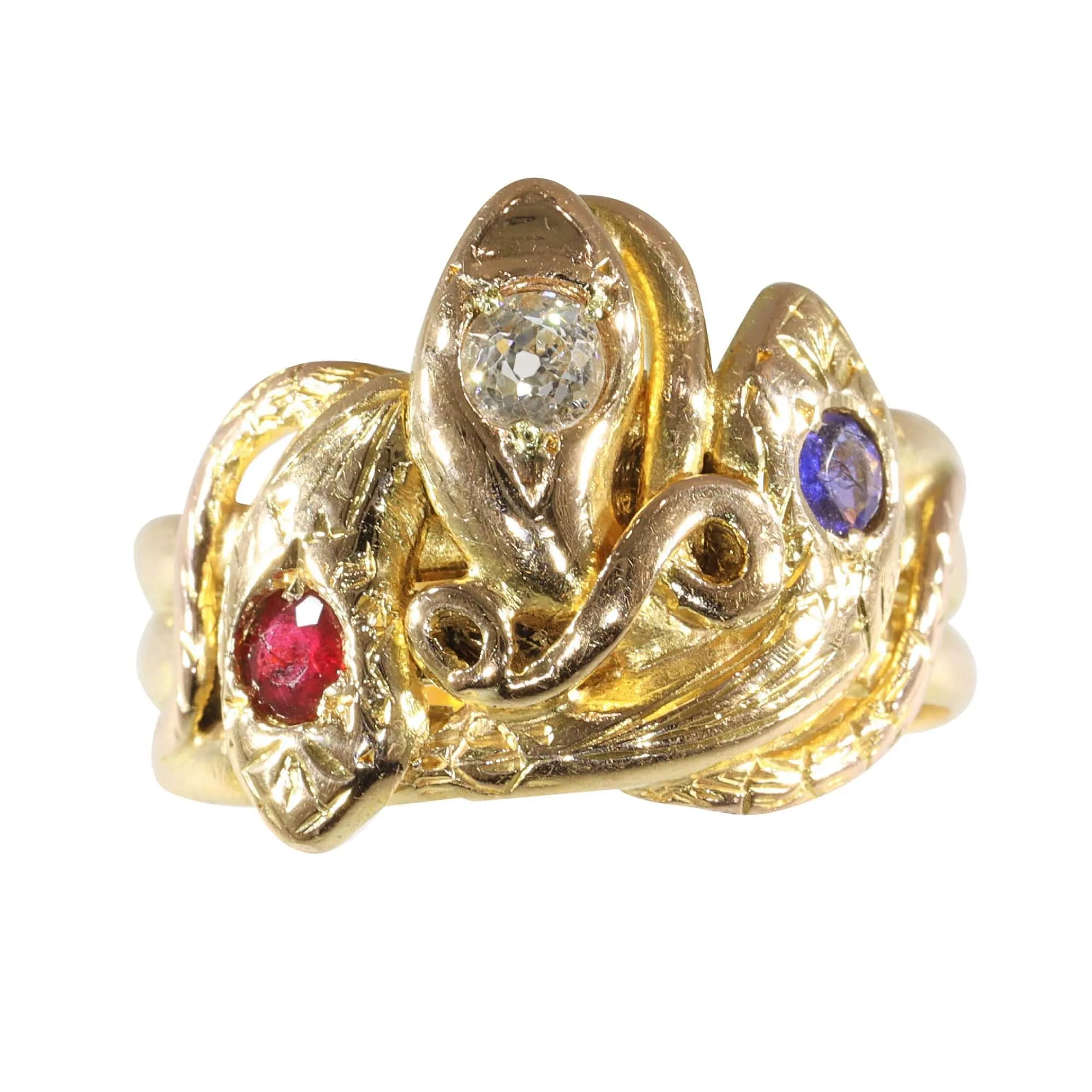 Bague Serpent Victorienne : Un Trio Symbolique en Or sold by 58 Facettes product image thumbnail 4