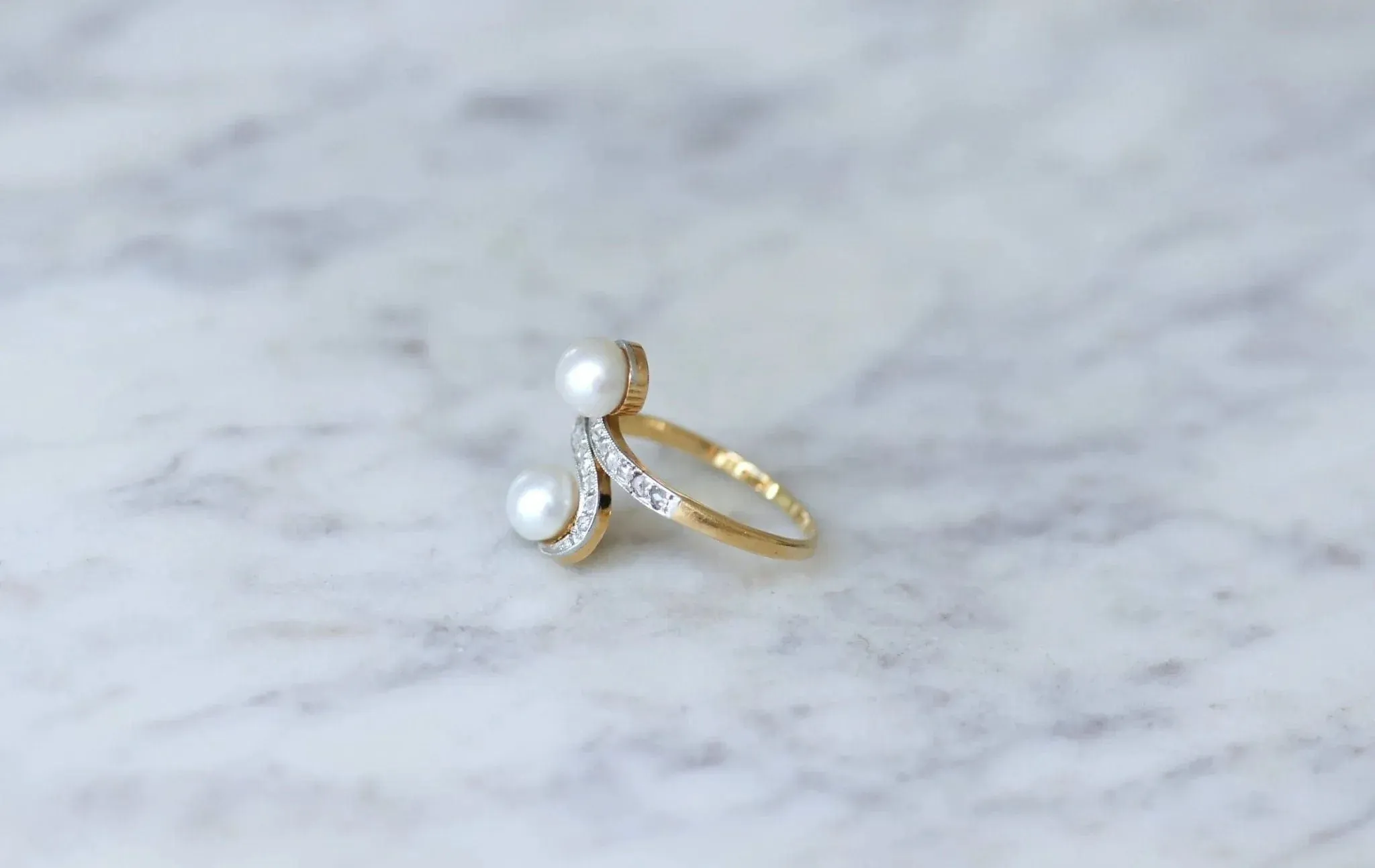 Bague Toi et Moi perles et diamants sold by 58 Facettes product image thumbnail 5