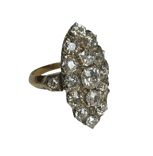 Bague marquise en or 18K et platine avec diamants sold by 58 Facettes product image thumbnail 2