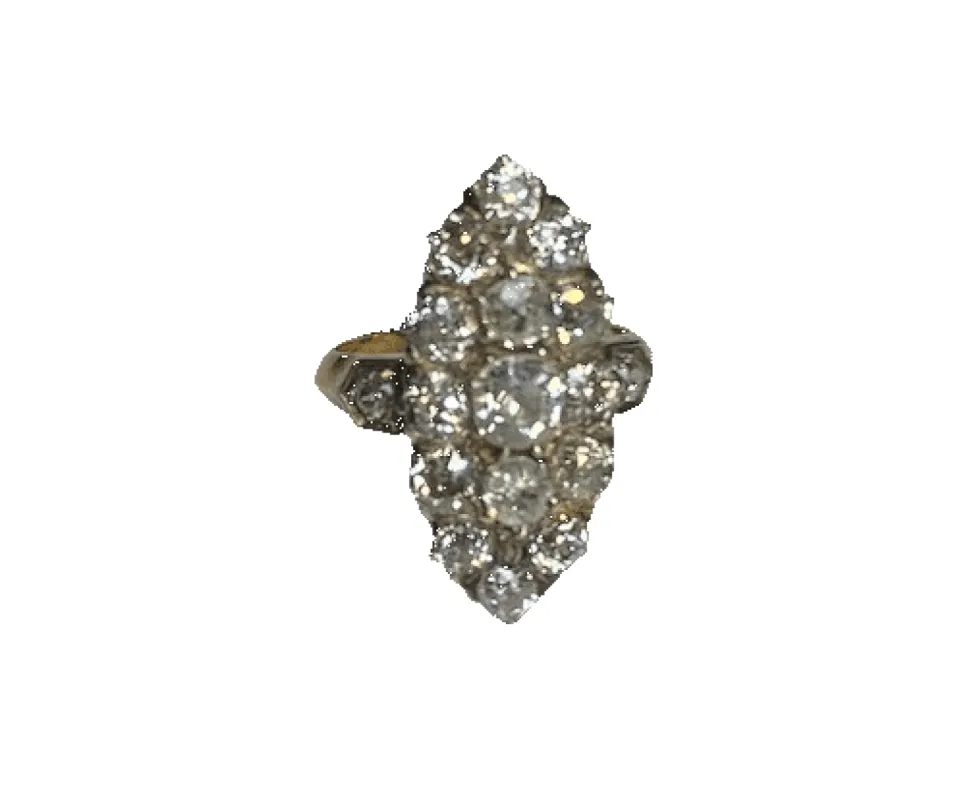 Bague marquise or platine diamants sold by 58 Facettes